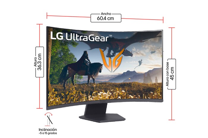 Dimensiones 27" Monitor Curvo Gamer UltraGear™
